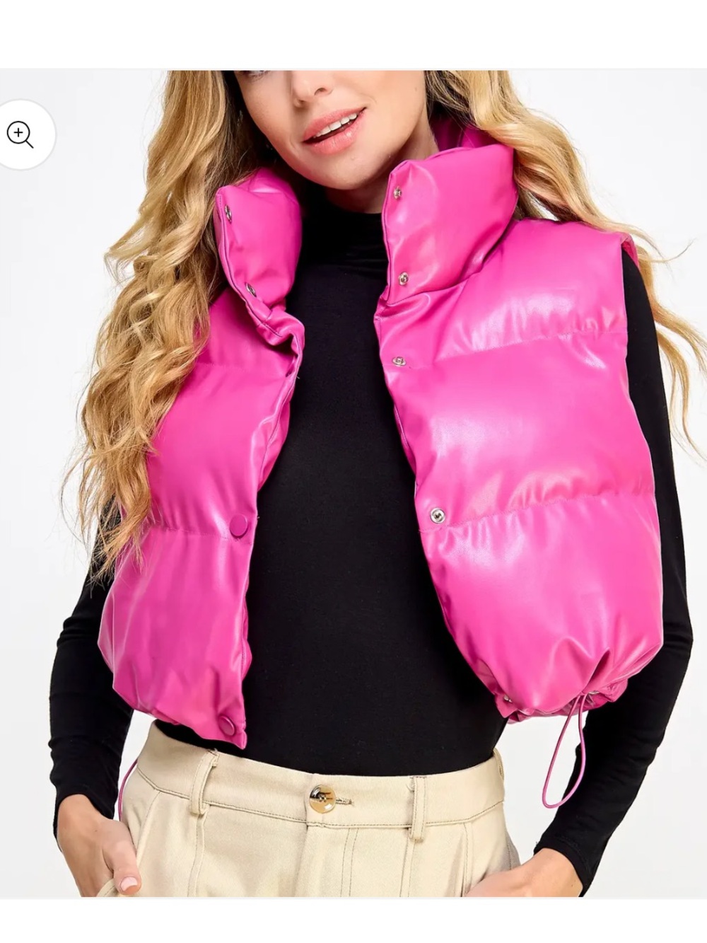 Ellison Cropped Hot Pink Puffer Vest